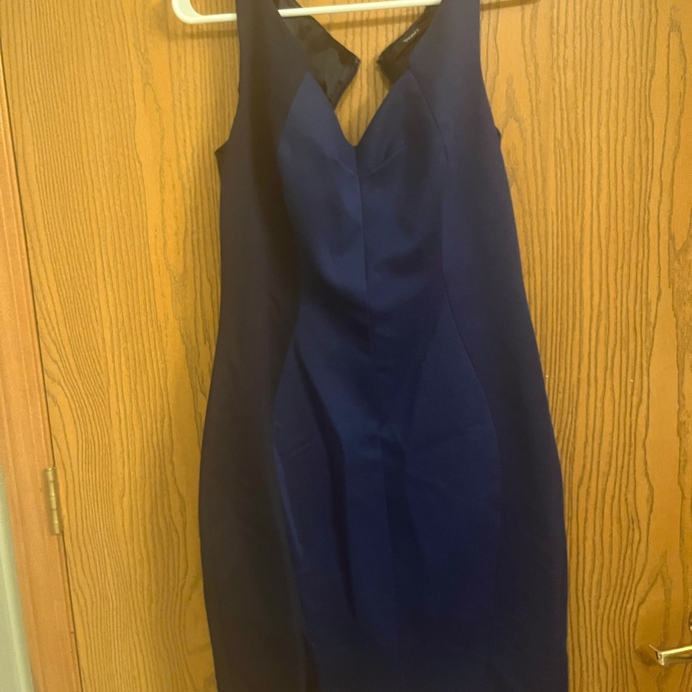 Navy blue and black career dress stretchy